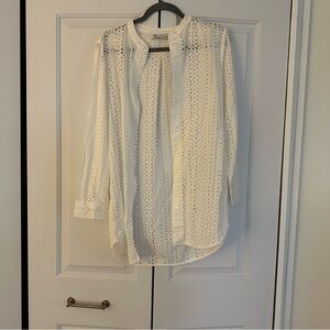 Zara White Eyelet Top